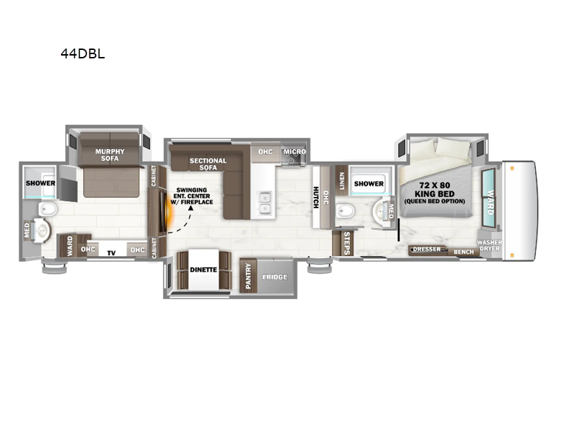 Call now about this 2025 Forest River RiverStone 44DBL! 2025 Forest River RiverStone 44DBL - New Fifth Wheel For Sale by RV Dynasty in Bunker Hill, Indiana features Slideout