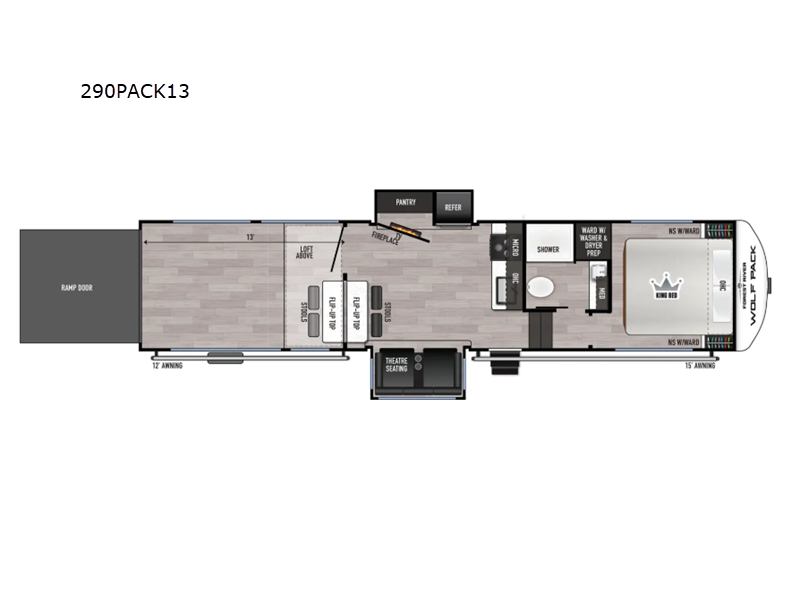 Call now about this 2026 Forest River Cherokee Wolf Pack 290PACK13! 2026 Forest River Cherokee Wolf Pack 290PACK13 - New Toy Hauler For Sale by RV Dynasty in Bunker Hill, Indiana features Slideout