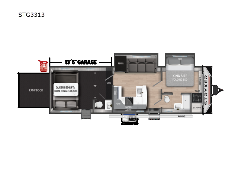 Call now about this 2025 Cruiser RV Stryker STG3313! 2025 Cruiser RV Stryker STG3313 - Used Toy Hauler For Sale by RV Dynasty in Bunker Hill, Indiana features Slideout