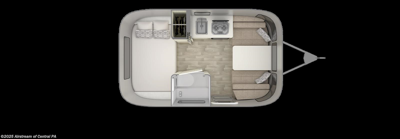 Call now about this 2022 Airstream Bambi 16RB! Floorplan of 2022 Airstream Bambi 16RB