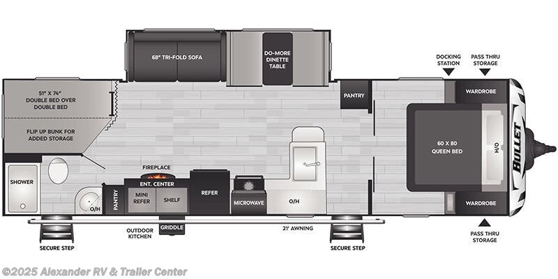 Floorplan of 2026 Keystone Bullet Crossfire East 290BHS