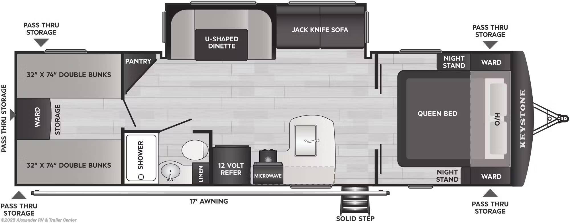 Floorplan of 2026 Keystone Bullet Classic 28QBC