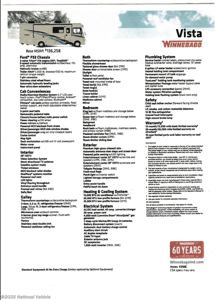 Email now about this 2019 Winnebago Vista 29VE! Used 2019 Winnebago Vista 29VE available in Grandy, North Carolina