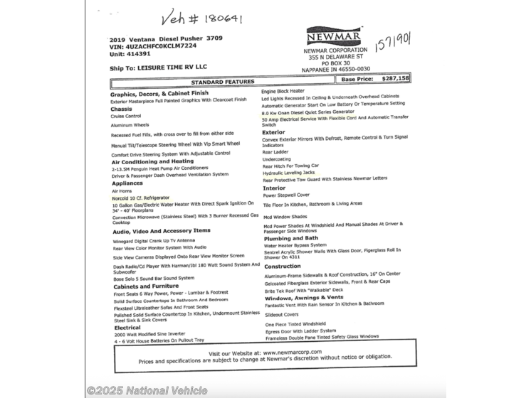 Email now about this 2019 Newmar Ventana LE 3709! Used 2019 Newmar Ventana LE 3709 available in Yukon, Oklahoma