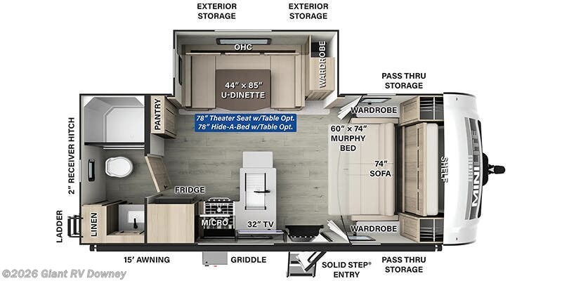 Call now about this 2026 Forest River Rockwood Mini Lite 2214S! 2026 Forest River Rockwood Mini Lite 2214S - New Travel Trailer For Sale by Giant RV in Downey, California