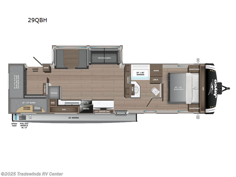 Call now about this 2026 Jayco Jay Feather 29QBH! 2026 Jayco Jay Feather 29QBH - New Travel Trailer For Sale by Tradewinds RV Center in Clio, Michigan features Slideout