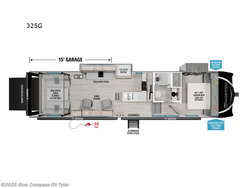 Call now about this 2025 Grand Design Momentum G-Class 325G! 2025 Grand Design Momentum G-Class 325G - New Toy Hauler For Sale by Blue Compass RV Tyler in Tyler, Texas features Slideout