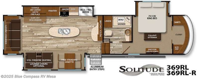 Call now about this 2016 Grand Design Solitude 369RL! 2016 Grand Design Solitude 369RL - Used Fifth Wheel For Sale by Blue Compass RV Mesa in Mesa, Arizona features Slideout