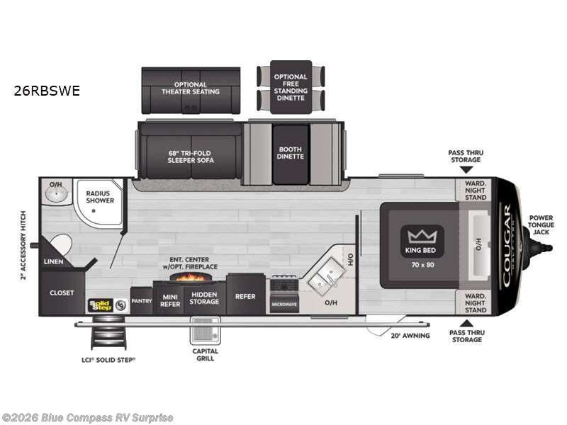 Call now about this 2022 Keystone Cougar Half-Ton 26RBSWE! 2022 Keystone Cougar Half-Ton 26RBSWE - Used Travel Trailer For Sale by Blue Compass RV Surprise in Surprise, Arizona features Slideout