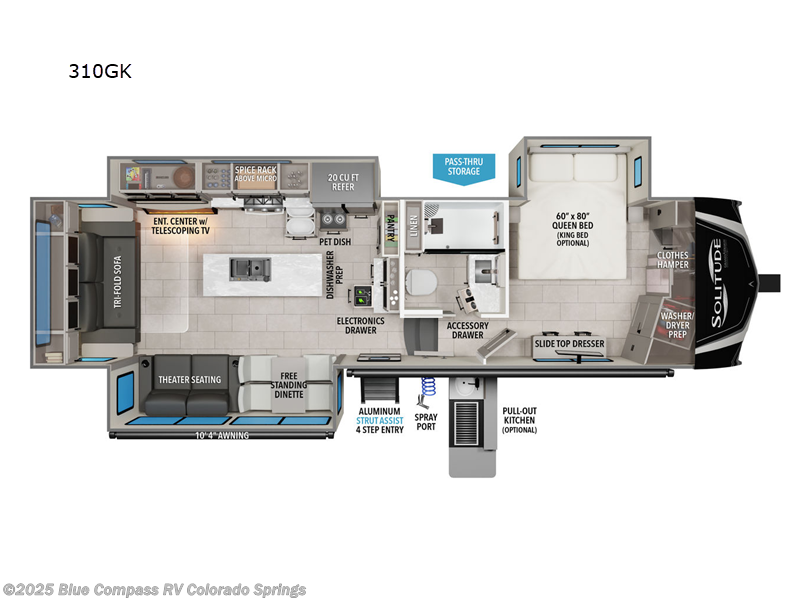 Call now about this 2025 Grand Design Solitude 310GK! 2025 Grand Design Solitude 310GK - New Fifth Wheel For Sale by Blue Compass RV Colorado Springs in Colorado Springs, Colorado features Slideout