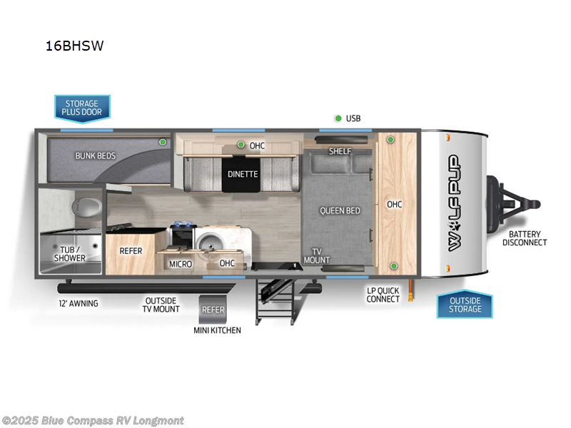 Call now about this 2025 Forest River Cherokee Wolf Pup 16BHSW! 2025 Forest River Cherokee Wolf Pup 16BHSW - New Travel Trailer For Sale by Blue Compass RV Longmont in Longmont, Colorado