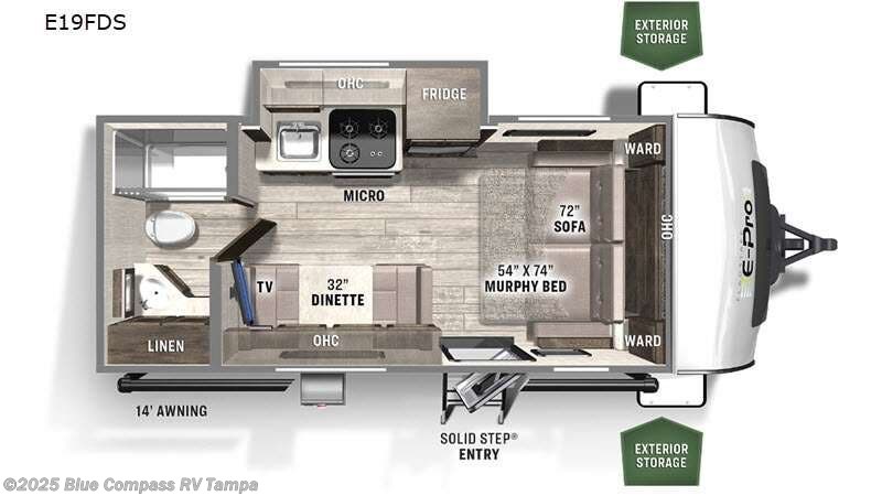 Call now about this 2021 Forest River Flagstaff E-Pro E19FDS! 2021 Forest River Flagstaff E-Pro E19FDS - Used Travel Trailer For Sale by Blue Compass RV Tampa in Dover, Florida features Slideout