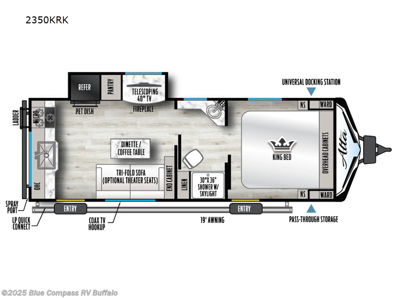 Call now about this 2024 East to West Alta 2350KRK! 2024 East to West Alta 2350KRK - Used Travel Trailer For Sale by Blue Compass RV Buffalo in West Seneca, New York features Slideout