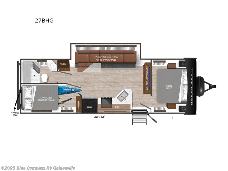 Call now about this 2025 Heartland North Trail 27BHG! 2025 Heartland North Trail 27BHG - New Travel Trailer For Sale by Blue Compass RV Gainesville in Alachua, Florida features Slideout