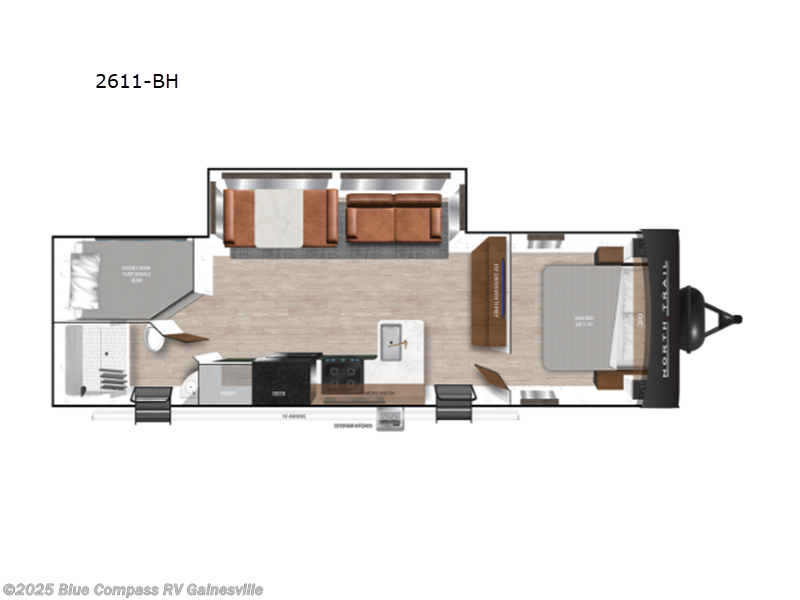 Call now about this 2025 Heartland North Trail 2611-BH! 2025 Heartland North Trail 2611-BH - New Travel Trailer For Sale by Blue Compass RV Gainesville in Alachua, Florida features Slideout