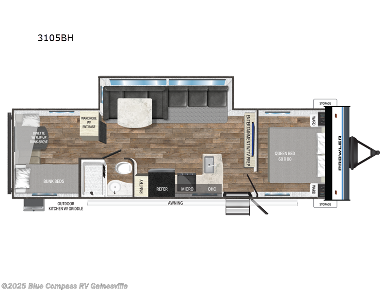 Call now about this 2025 Heartland Prowler 3105BH! 2025 Heartland Prowler 3105BH - New Travel Trailer For Sale by Blue Compass RV Gainesville in Alachua, Florida features Slideout
