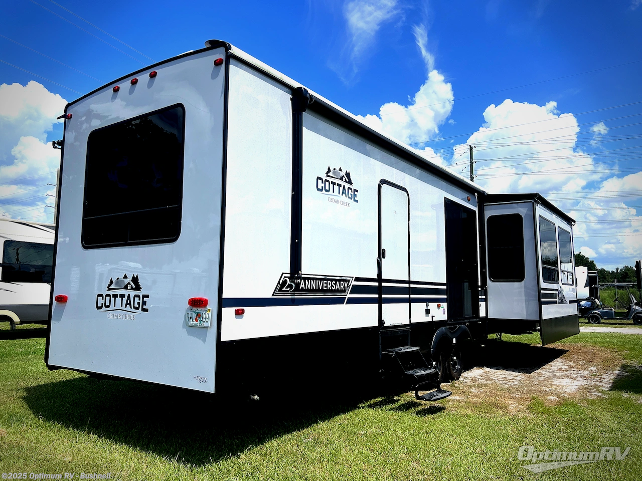 Call now about this 2024 Forest River Cedar Creek Cottage 40CFK2! 2024 Forest River Cedar Creek Cottage 40CFK2 - Used Destination Trailer For Sale by Optimum RV - Bushnell in Bushnell, Florida features Slideout, Awning