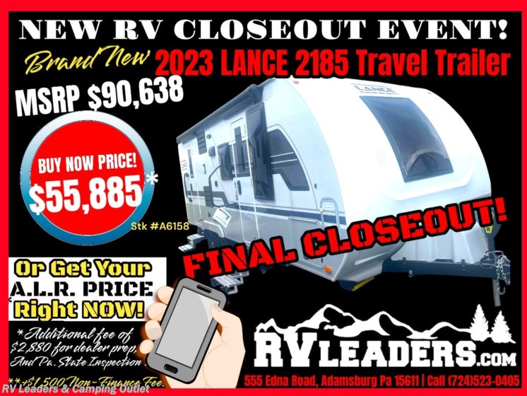 New 2023 Lance Lance Travel Trailers 2185 available in Adamsburg, Pennsylvania