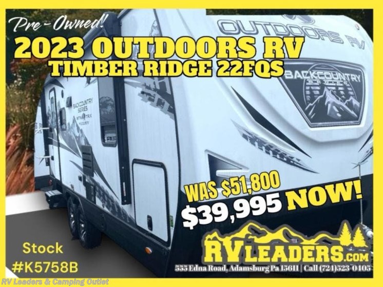 Used 2023 Outdoors RV Timber Ridge Mountain Series 22FQS available in Adamsburg, Pennsylvania