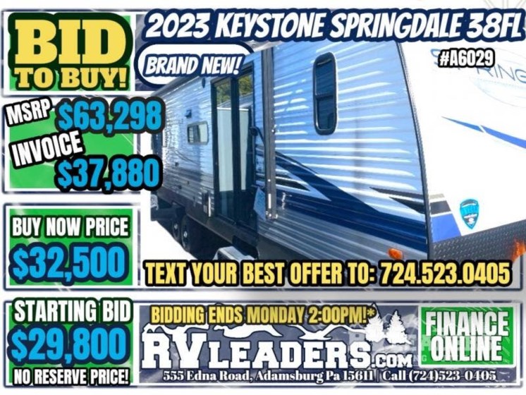 Email now about this 2023 Keystone Springdale 38FL! New 2023 Keystone Springdale 38FL available in Adamsburg, Pennsylvania