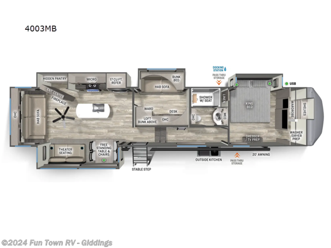 2024 Forest River Sandpiper 4003MB - New Fifth Wheel For Sale by Fun Town RV - Giddings in Giddings, Texas