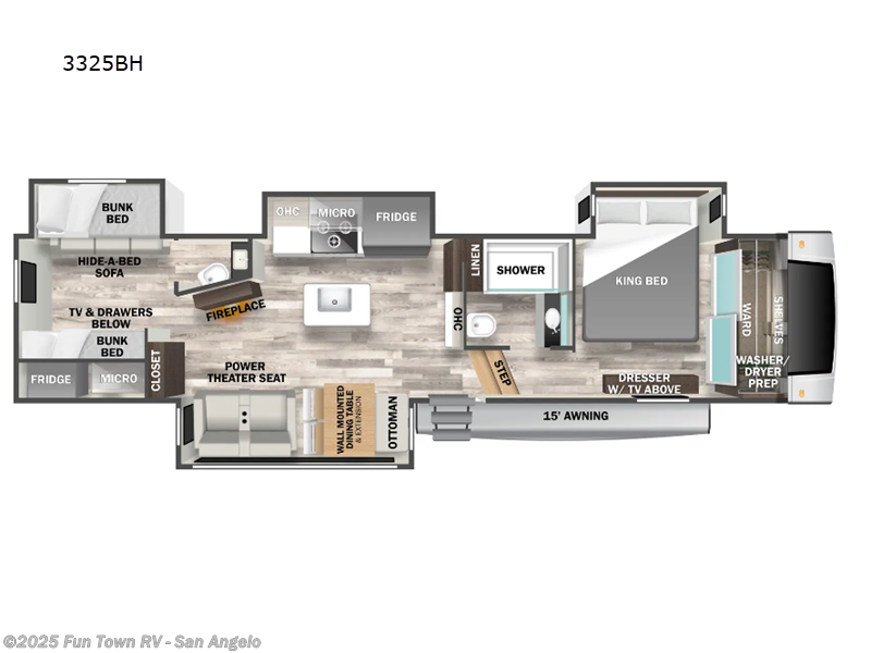 Call now about this 2024 Forest River Cedar Creek Experience 3325BH! 2024 Forest River Cedar Creek Experience 3325BH - New Fifth Wheel For Sale by Fun Town RV - San Angelo in San Angelo, Texas features Slideout