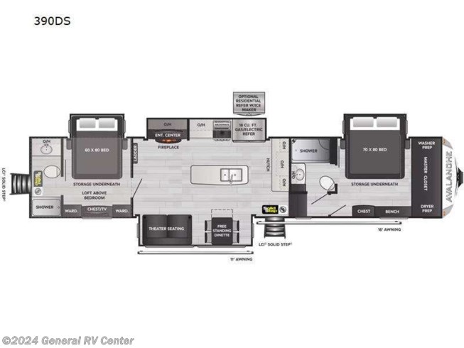 2024 Keystone Avalanche 390DS - New Fifth Wheel For Sale by General RV Center in Ocala, Florida