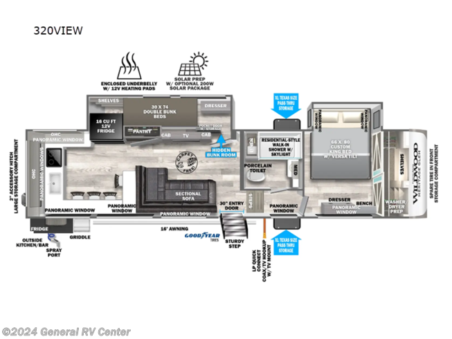 2024 Forest River Wildwood Heritage Glen 320VIEW - New Fifth Wheel For Sale by General RV Center in Dover, Florida