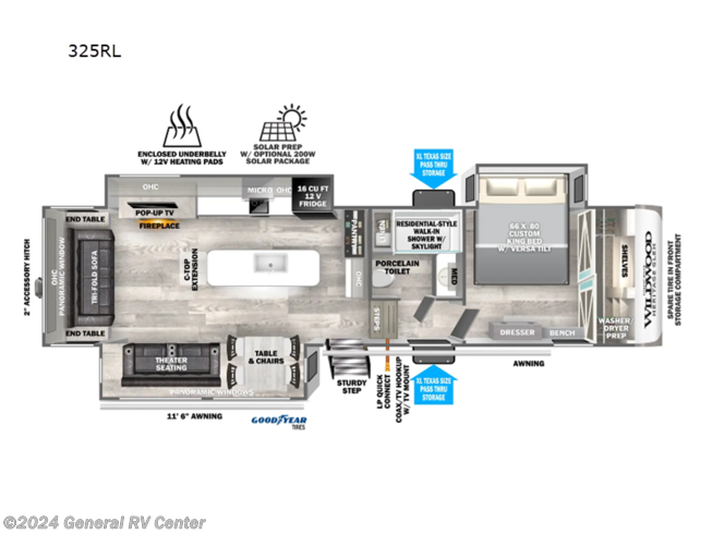 2024 Forest River Wildwood Heritage Glen 325RL - New Fifth Wheel For Sale by General RV Center in Dover, Florida