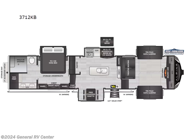 2024 Keystone Alpine 3712KB - New Fifth Wheel For Sale by General RV Center in Dover, Florida