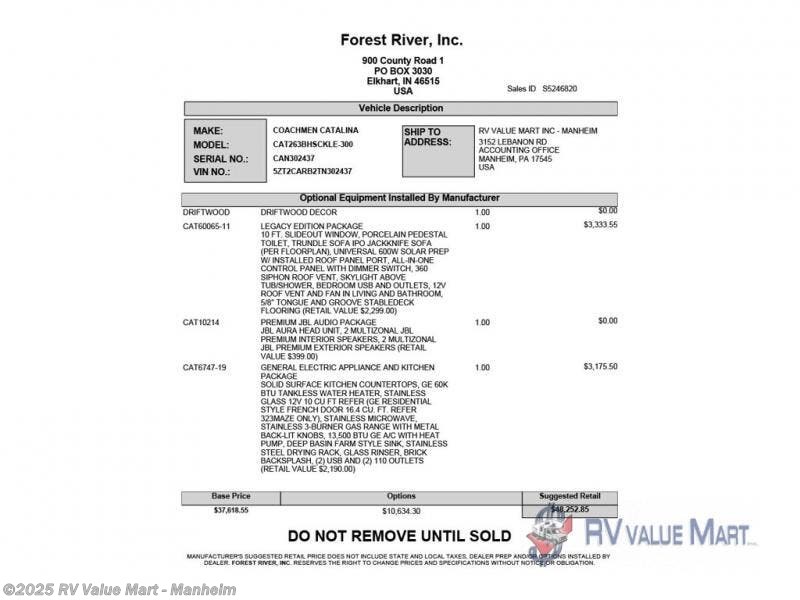 Contact us now about this 2026 Coachmen Catalina Legacy Edition 263BHSCK! 2026 Catalina Legacy Edition 263BHSCK by Coachmen from RV Value Mart - Manheim in Manheim, Pennsylvania