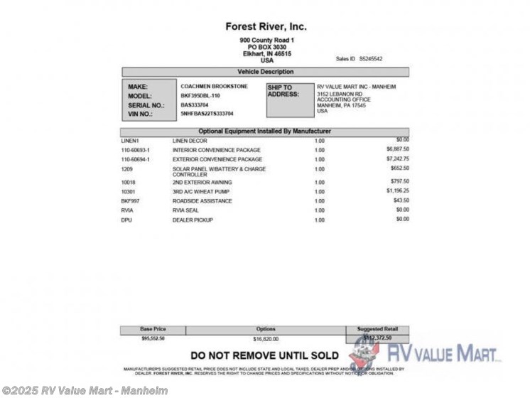 Email now about this 2026 Coachmen Brookstone 395DBL! New 2026 Coachmen Brookstone 395DBL available in Manheim, Pennsylvania