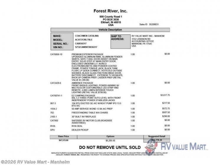 Email now about this 2026 Coachmen Catalina Legacy Edition 313RLTS! New 2026 Coachmen Catalina Legacy Edition 313RLTS available in Manheim, Pennsylvania