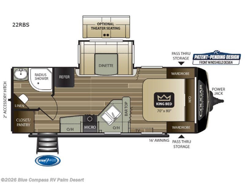 Call now about this 2019 Keystone Cougar Half-Ton Series 22RBS! 2019 Keystone Cougar Half-Ton Series 22RBS - Used Travel Trailer For Sale by Blue Compass RV Palm Desert in Palm Desert, California features Slideout