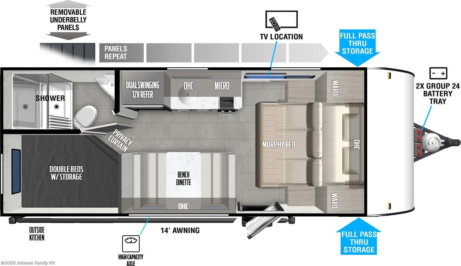 Floorplan of 2026 Forest River Salem FSX 179DBK