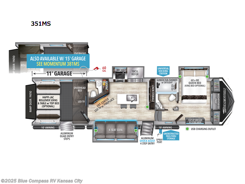 Call now about this 2022 Grand Design Momentum M-Class 351M! 2022 Grand Design Momentum M-Class 351M - Used Toy Hauler For Sale by Blue Compass RV Kansas City in Grain Valley, Missouri features Slideout