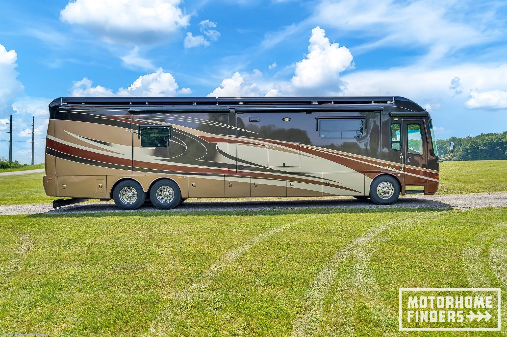Call now about this 2014 Entegra Coach Anthem 44B! 2014 Entegra Coach Anthem 44B - Used Diesel Pusher For Sale by Motorhome Finders in Cassadaga, New York features DVD Player, Self Contained, Side View Cameras, Solar Panels, External Shower