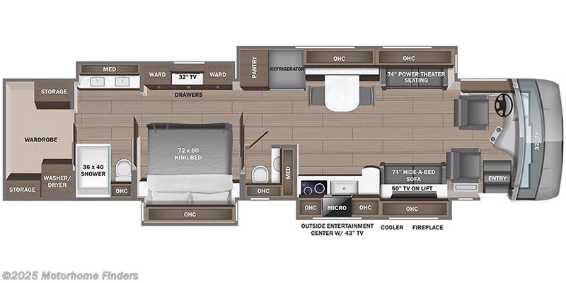 Floorplan of 2024 Entegra Coach Cornerstone 45D