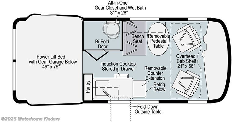 Floorplan of 2021 Winnebago Revel 44E