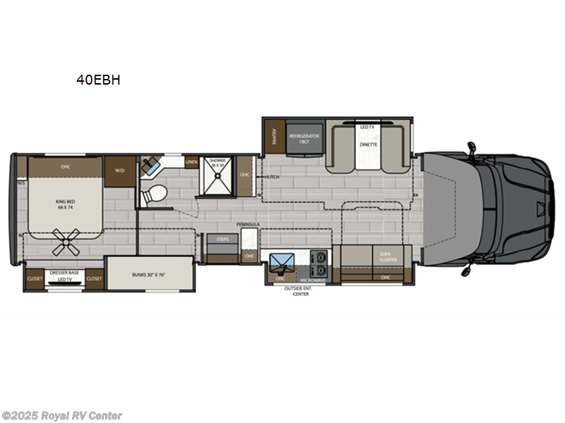 Call now about this 2026 Renegade Explorer 40EBH! 2026 Renegade Explorer 40EBH - New Super C For Sale by Royal RV Center in Middlebury, Indiana features Slideout