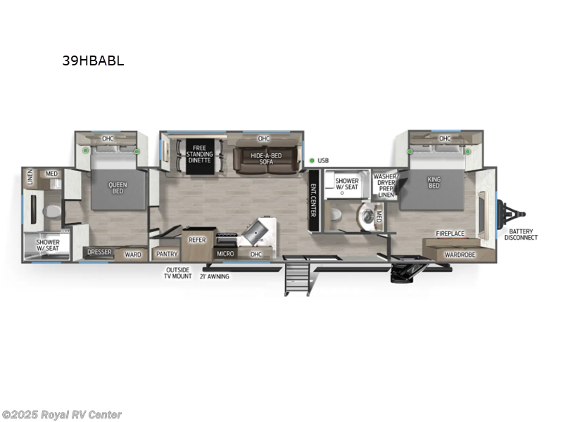 Call now about this 2026 Forest River Cherokee Timberwolf Black Label 39HBABL! 2026 Forest River Cherokee Timberwolf Black Label 39HBABL - New Destination Trailer For Sale by Royal RV Center in Middlebury, Indiana features Slideout