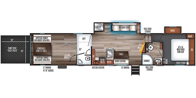 Floorplan of 2021 Forest River Cherokee Wolf Pack 365PACK16