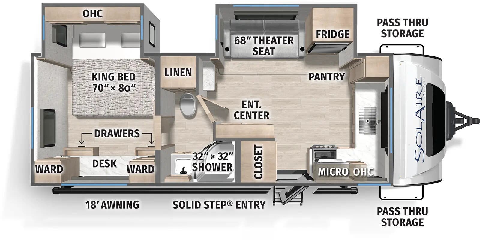 Floorplan of 2025 Palomino Solaire 2300FKBS