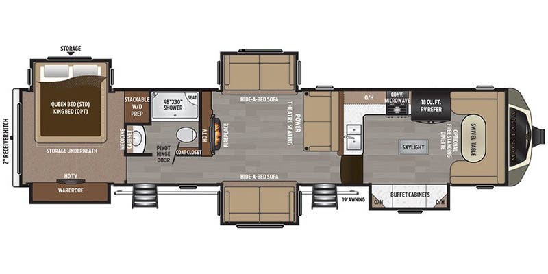 Floorplan of 2019 Keystone Montana 3820FK