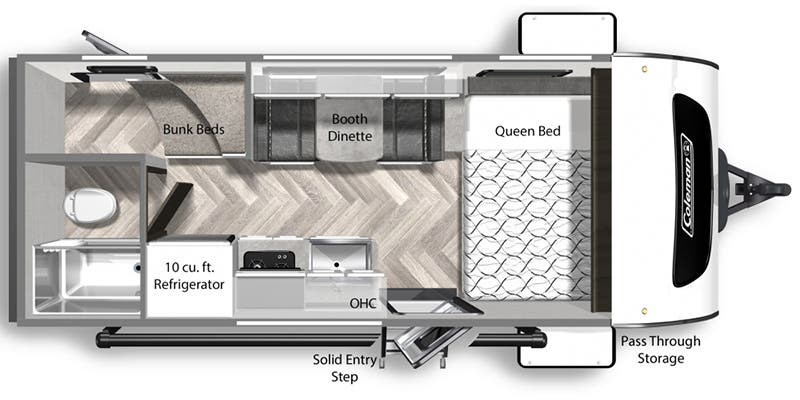 Floorplan of 2021 Dutchmen Coleman Rubicon 1628BH