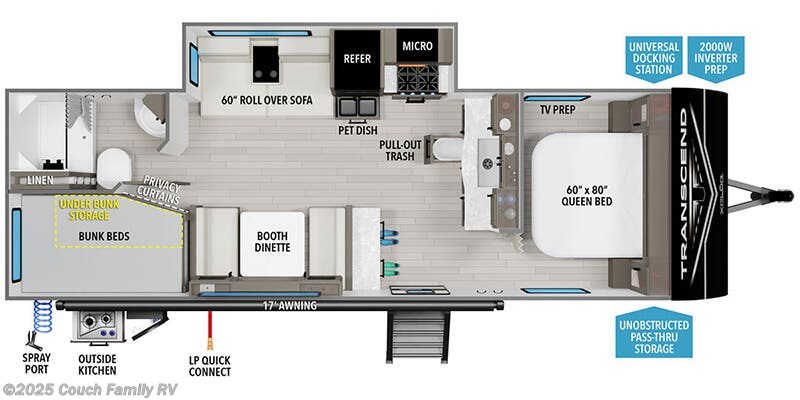 Floorplan of 2025 Grand Design Transcend Xplor 26BHX