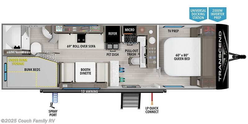 Floorplan of 2026 Grand Design Transcend Xplor 24BHX