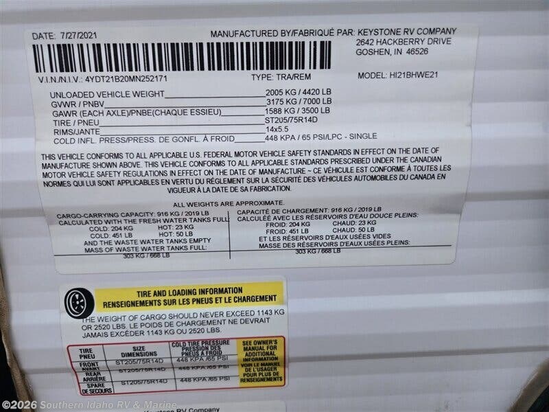 Used 2021 Keystone Hideout 21BHWE available in Jerome, Idaho