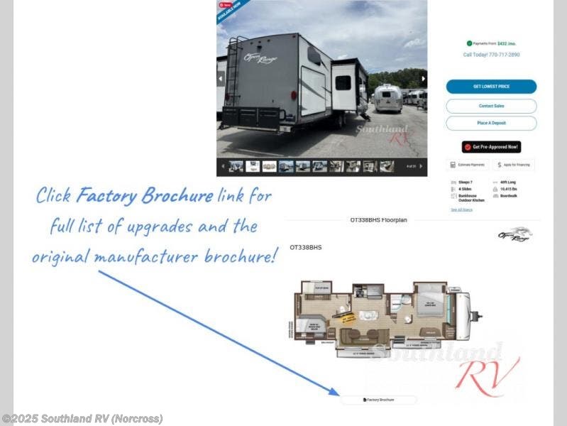 Call now about this 2022 Highland Ridge Open Range OT338BHS! 2022 Highland Ridge Open Range OT338BHS - Used Travel Trailer For Sale by Southland RV in Norcross, Georgia features Slideout