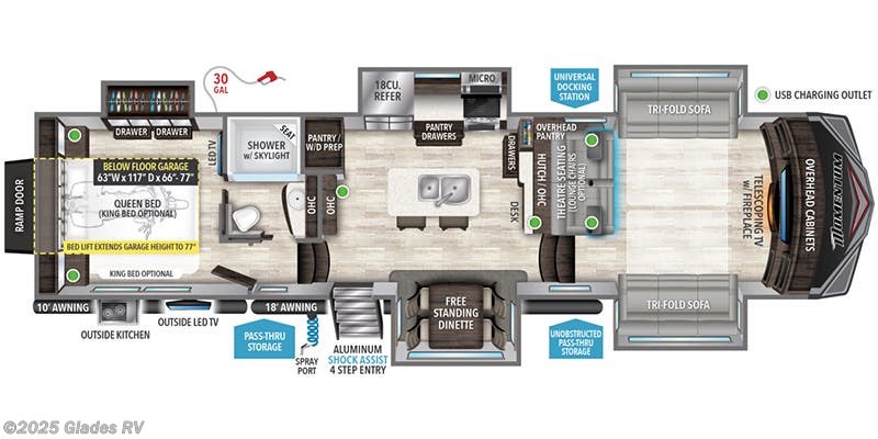 Floorplan of 2021 Grand Design Momentum 376THS